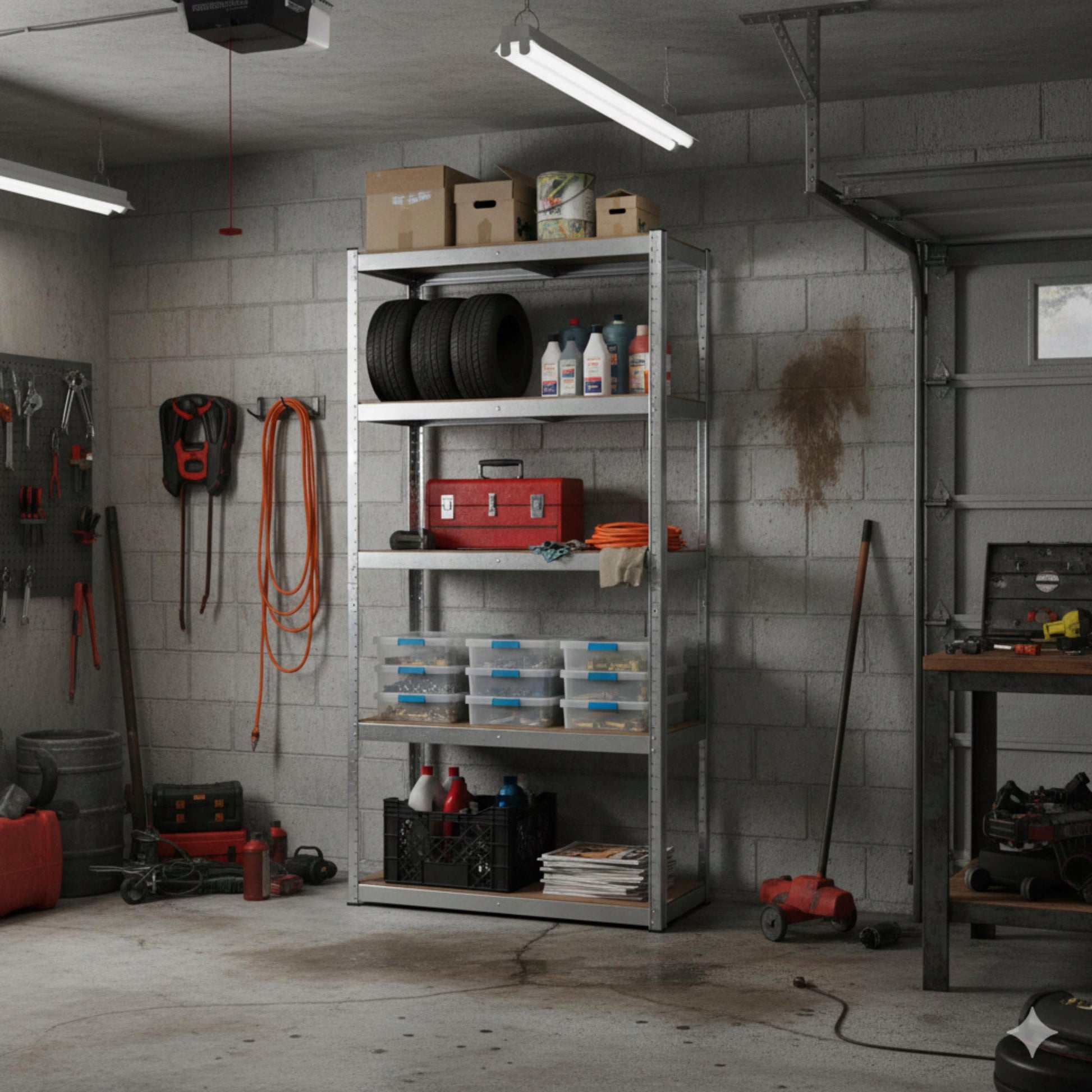 2 vnt. Metalinė sandėliavimo lentyna biurui, garažui 5 lentynos 180x90x40 875kg