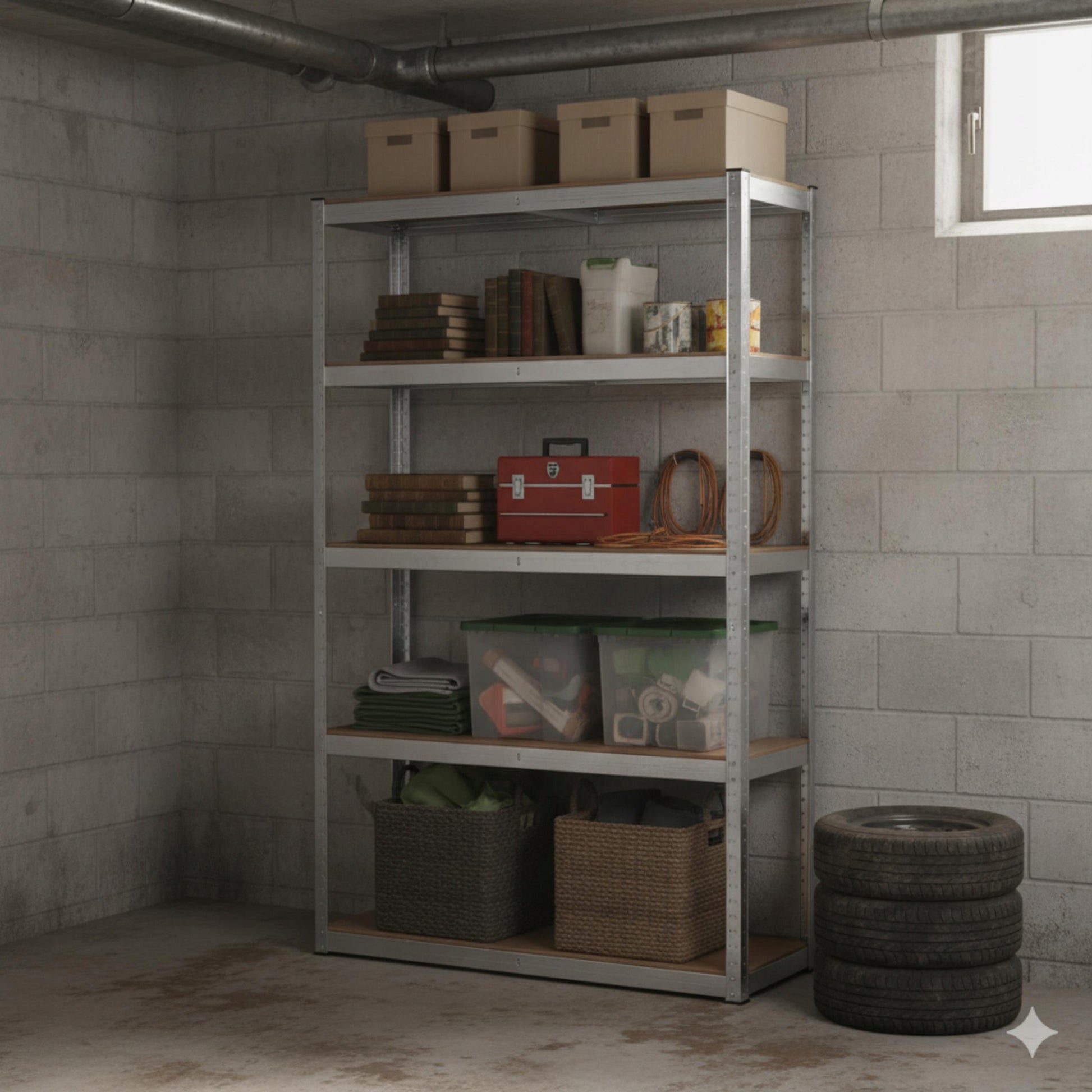 2 vnt. Metalinė sandėliavimo lentyna biurui, garažui 5 lentynos 180x90x40 875kg