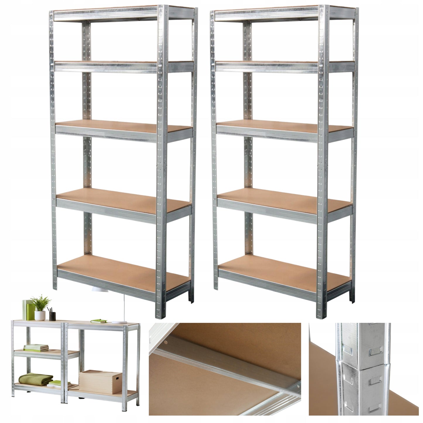 2 vnt. Metalinė sandėliavimo lentyna biurui, garažui 5 lentynos 180x90x40 875kg