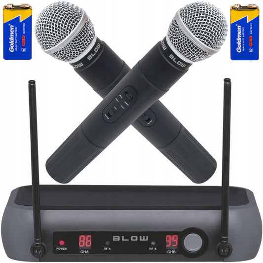 2x belaidis mikrofonas + imtuvas, 50m veikimo nuotolis, vokalo ir karaokė rinkinys