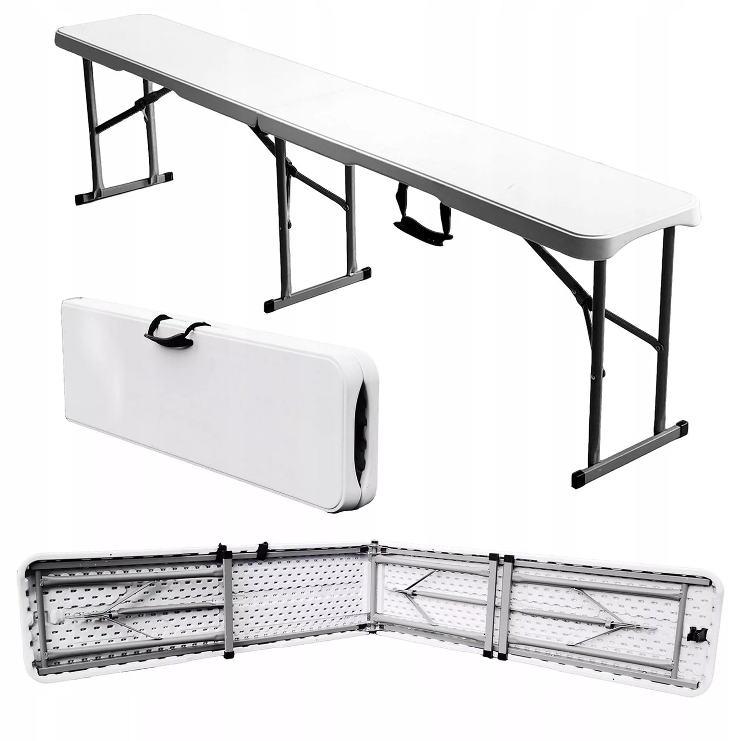 2x STOVĖJIMAS KETRINGOVAS SODININKŲ BANKETINIS SULANKSTOMAS NEŠIOJAMAS 180 cm STABILUS