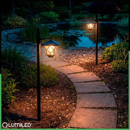 2x LED saulės sodo lempa, dekoratyvinis lauko žibintas, pastatomas, 1,5m