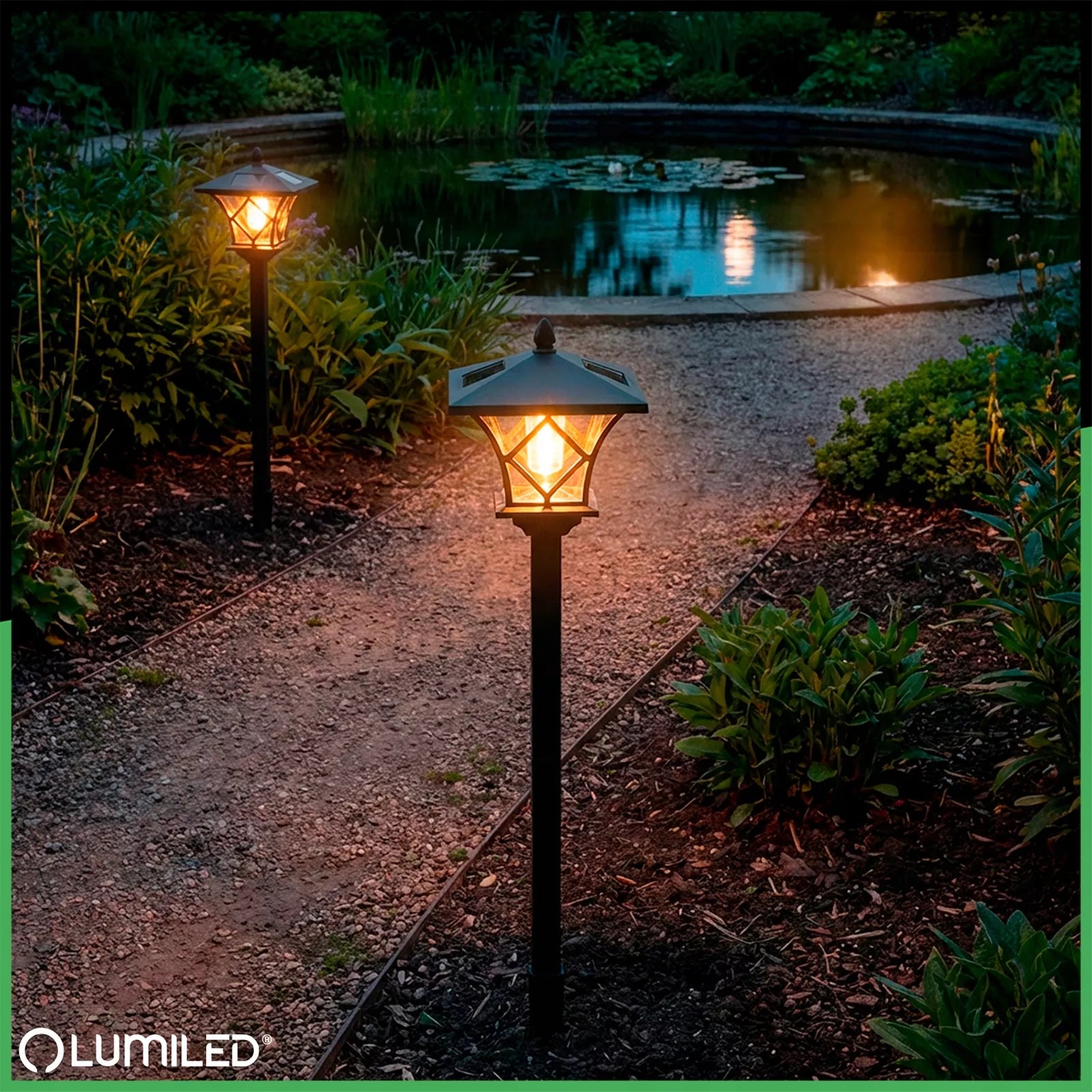 2x LED saulės sodo lempa, dekoratyvinis lauko žibintas, pastatomas, 1,5m