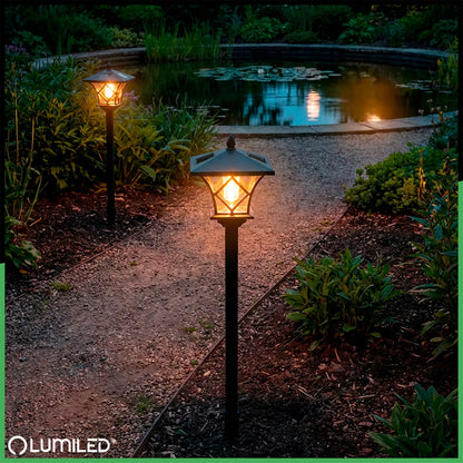 2x LED saulės sodo lempa, dekoratyvinis lauko žibintas, pastatomas, 1,5m
