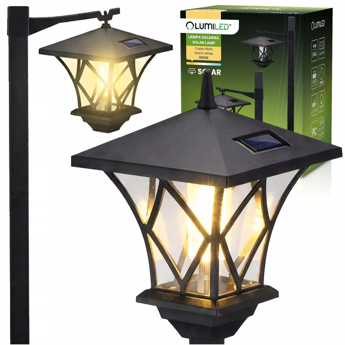 2x LED saulės sodo lempa, dekoratyvinis lauko žibintas, pastatomas, 1,5m