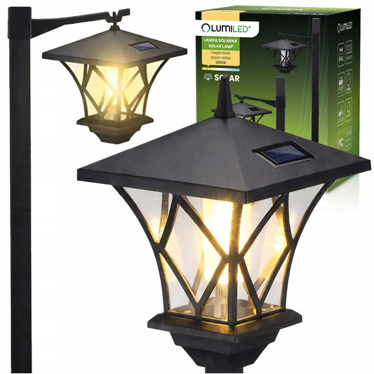 2x LED saulės sodo lempa, dekoratyvinis lauko žibintas, pastatomas, 1,5m