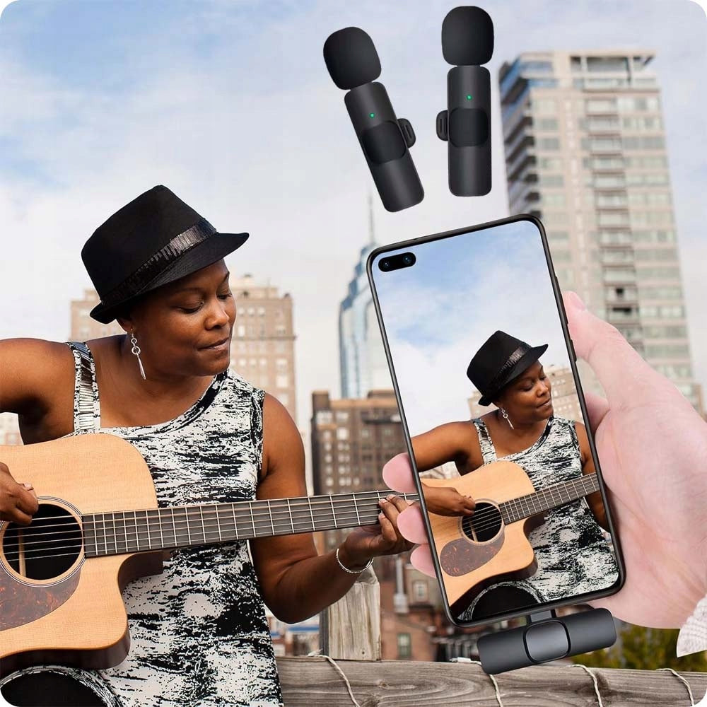 2x Bevielis segtuko tipo mikrofonas, skirtas Lightning USB-C iPhone 17 16 15 14