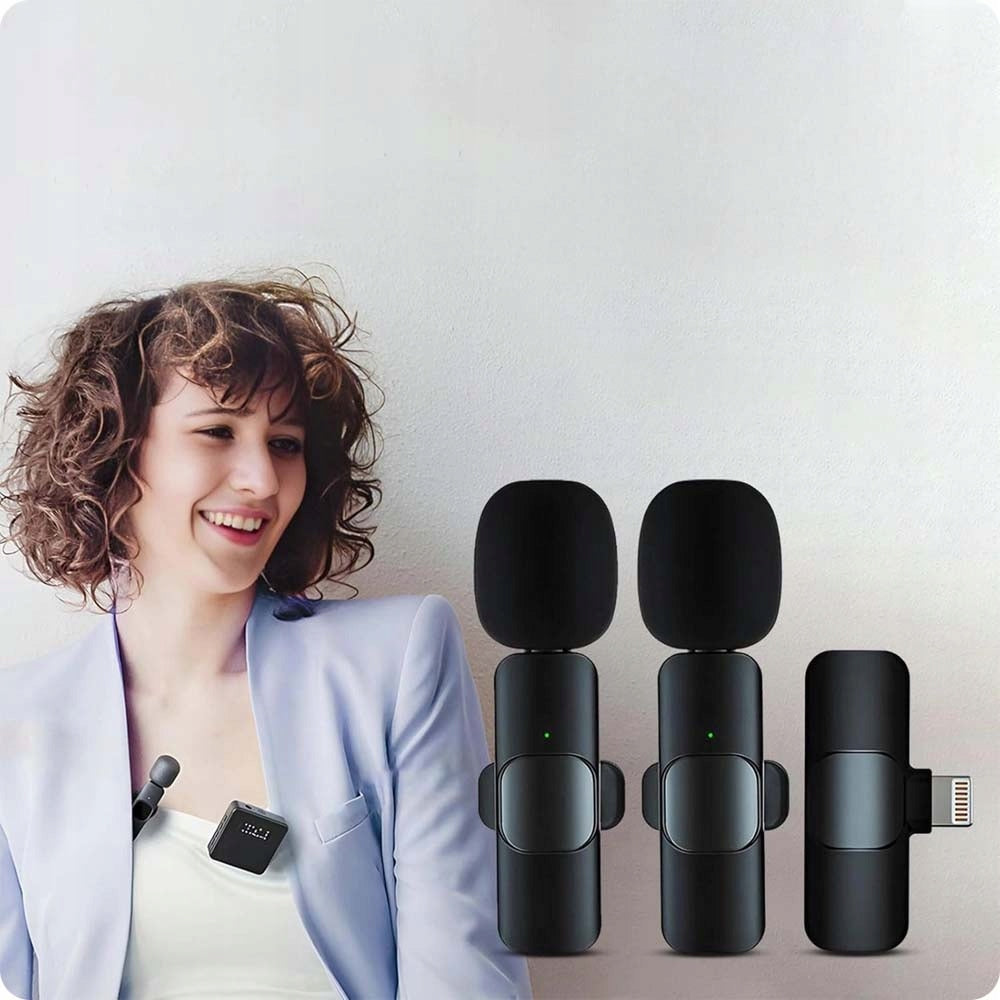 2x Bevielis segtuko tipo mikrofonas, skirtas Lightning USB-C iPhone 17 16 15 14