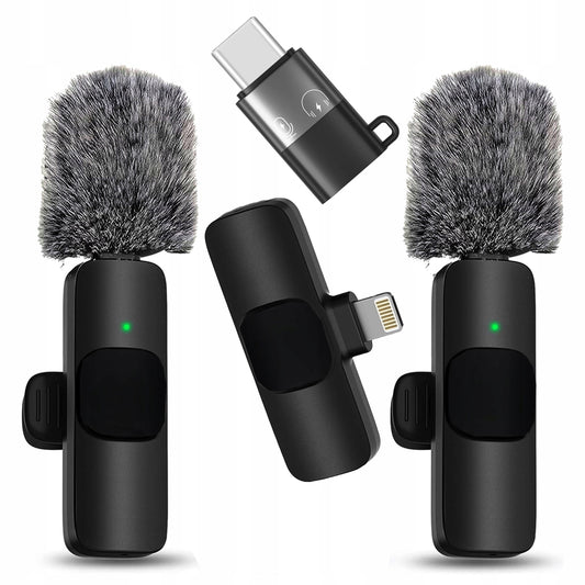 2x Bevielis segtuko tipo mikrofonas, skirtas Lightning USB-C iPhone 17 16 15 14