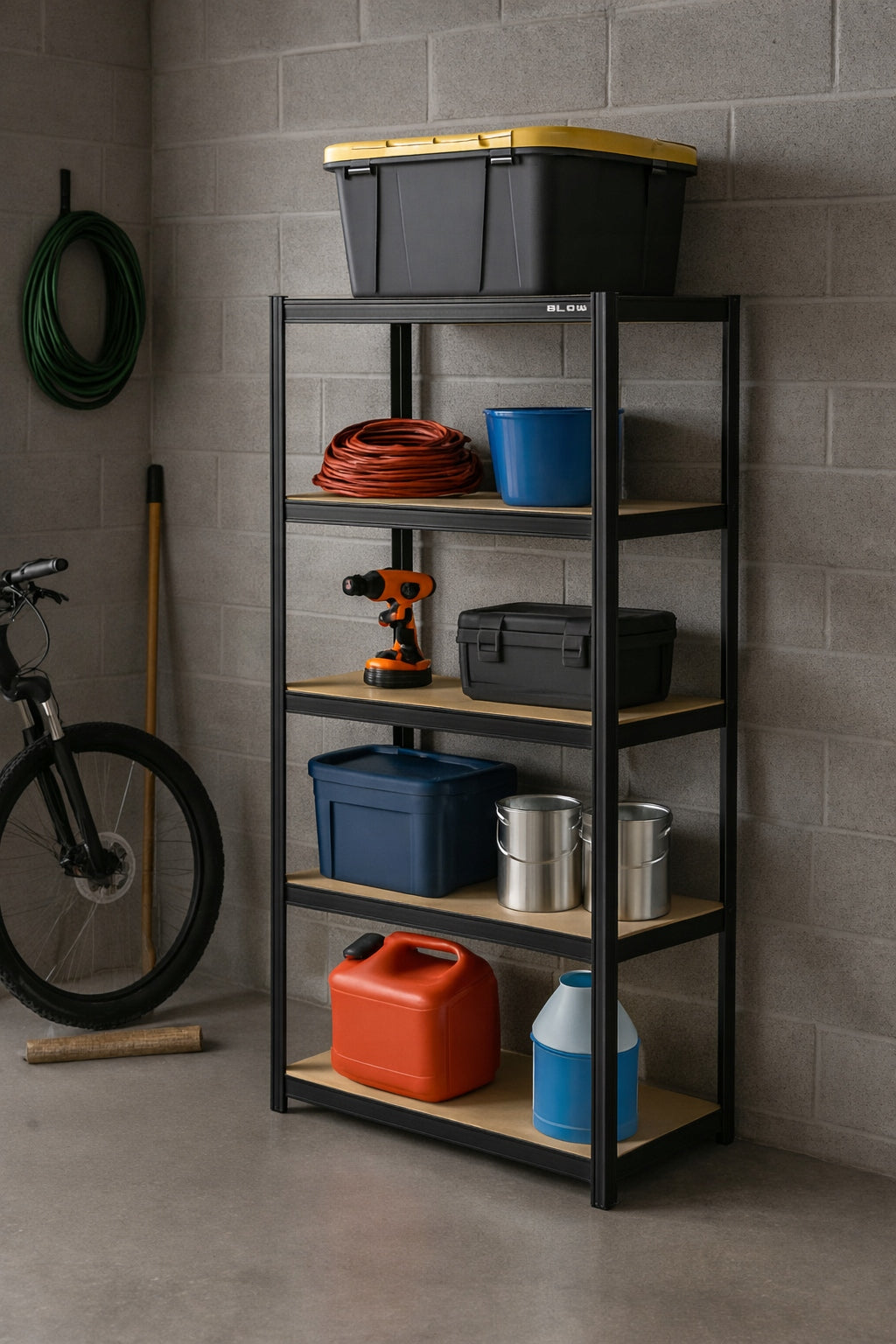 2x METALINĖ LENTYNA SANDĖLIUI 180x90x40cm 5 MDF LENTYNOS 180kg 900kg GARAŽUI