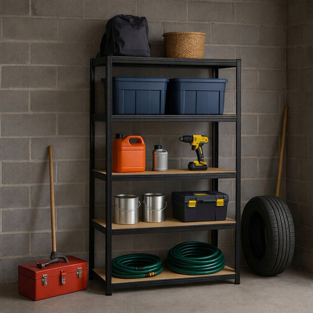 2x METALINĖ LENTYNA SANDĖLIUI 180x90x40cm 5 MDF LENTYNOS 180kg 900kg GARAŽUI