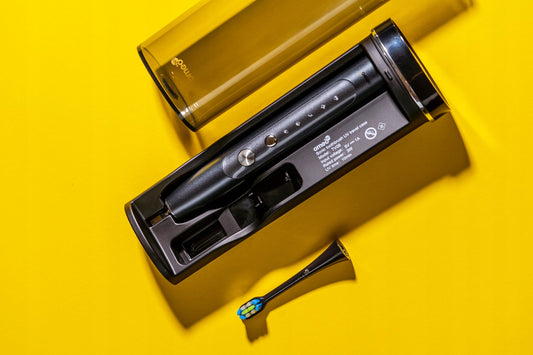 2 vnt. Elektrinis soninis dantų šepetėlis OMEO +365 UV dezinfekcinis įrenginys Juodas