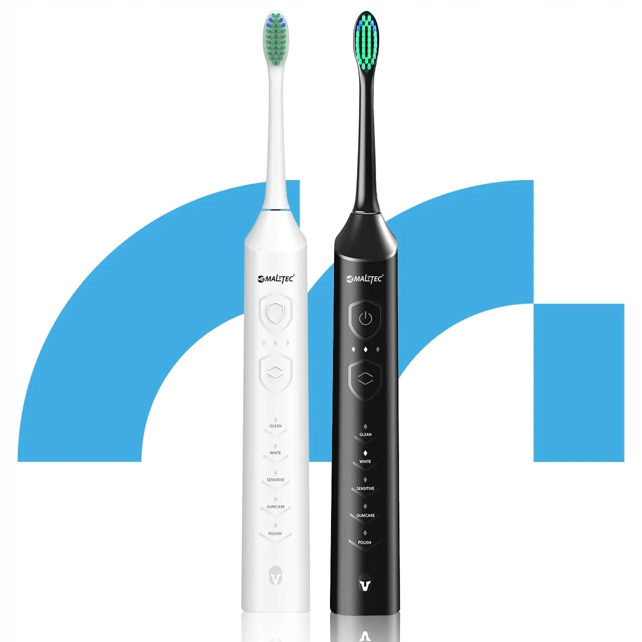 2x Maltec Toothie X2in1 elektrinis dantų šepetėlis su 6 antgaliais ir įkrovikliu
