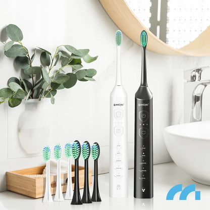 2x Maltec Toothie X2in1 elektrinis dantų šepetėlis su 6 antgaliais ir įkrovikliu