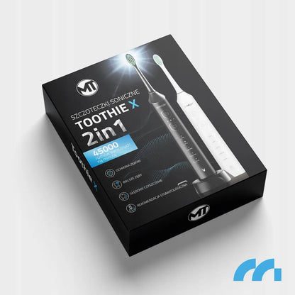2x Maltec Toothie X2in1 elektrinis dantų šepetėlis su 6 antgaliais ir įkrovikliu