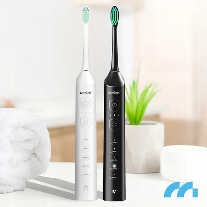 2x Maltec Toothie X2in1 elektrinis dantų šepetėlis su 6 antgaliais ir įkrovikliu