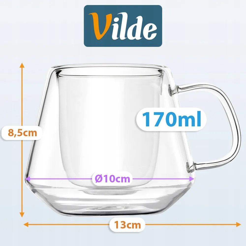 2x Terminės stiklinės su dvigubomis sienelėmis kavai ir arbatai 200 ml