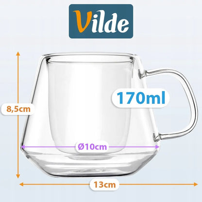 2x Terminės stiklinės su dvigubomis sienelėmis kavai ir arbatai 200 ml