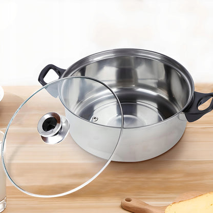 12 vnt. plieninių virtuvės puodų ir keptuvės komplektas su dangteliais