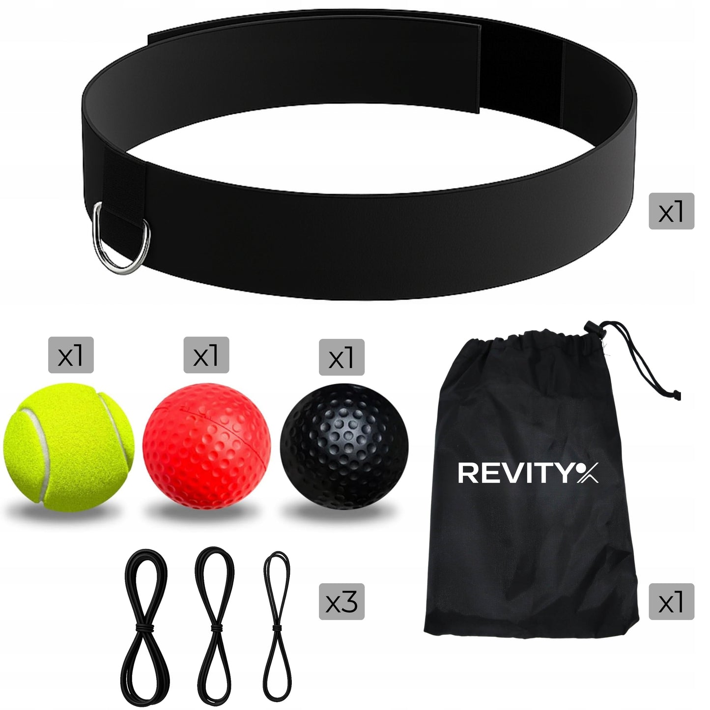 Reflekso kamuolys ant galvos bokso treniruočių rinkinys REFLEX BALL 3 vnt.