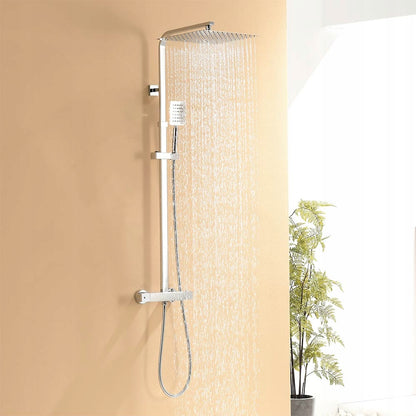 Dušo komplektas su termostatu iš nerūdijančio plieno, reguliuojamas aukštis 96,5–130 cm