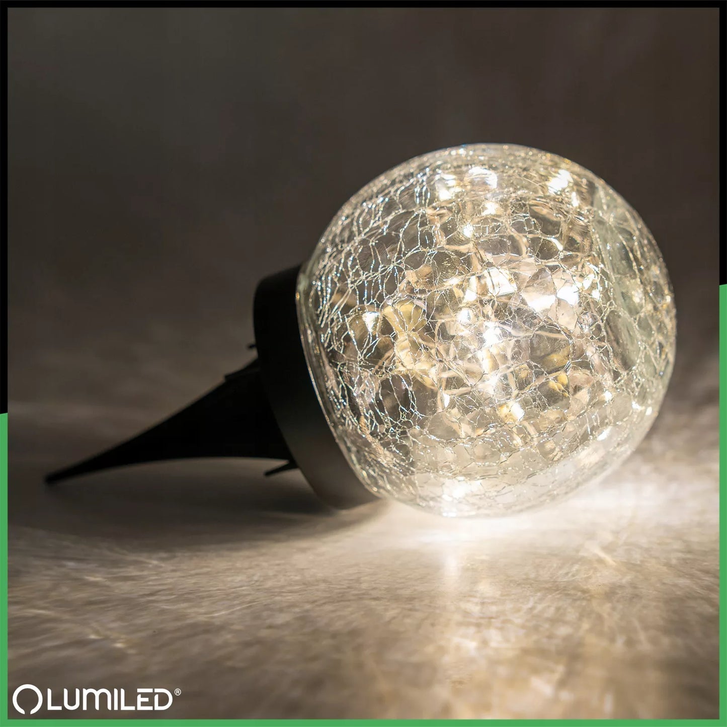 3-dalių LED saulės energija maitinamų sodo lempų rinkinys, 12 cm stiklinis rutulys, įsmeigiamas į žemę