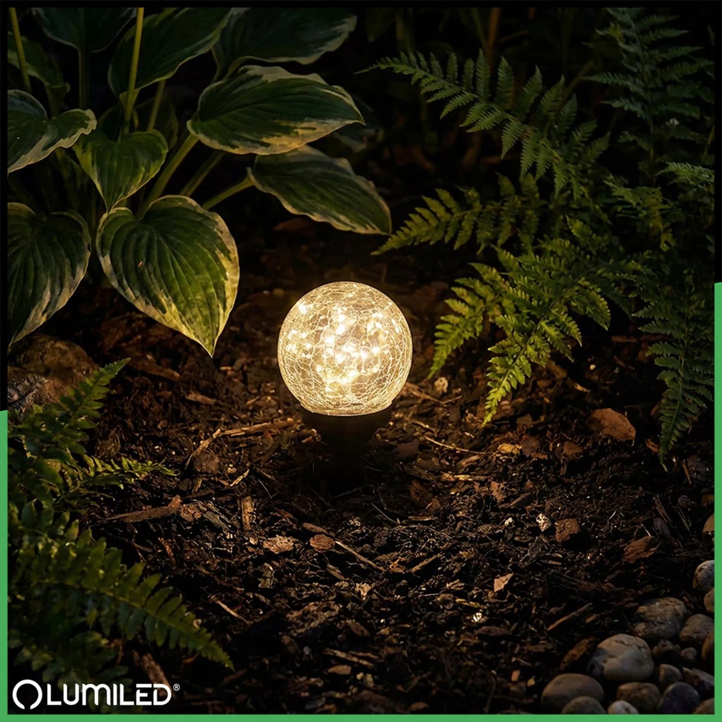 3-dalių LED saulės energija maitinamų sodo lempų rinkinys, 12 cm stiklinis rutulys, įsmeigiamas į žemę