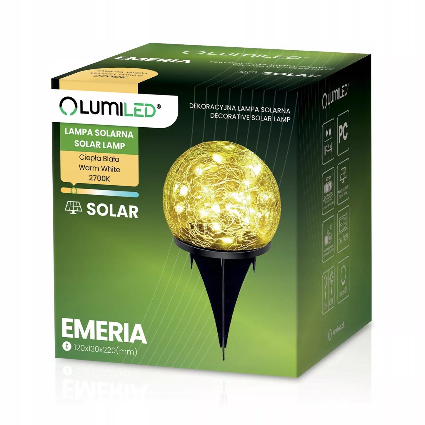 3-dalių LED saulės energija maitinamų sodo lempų rinkinys, 12 cm stiklinis rutulys, įsmeigiamas į žemę