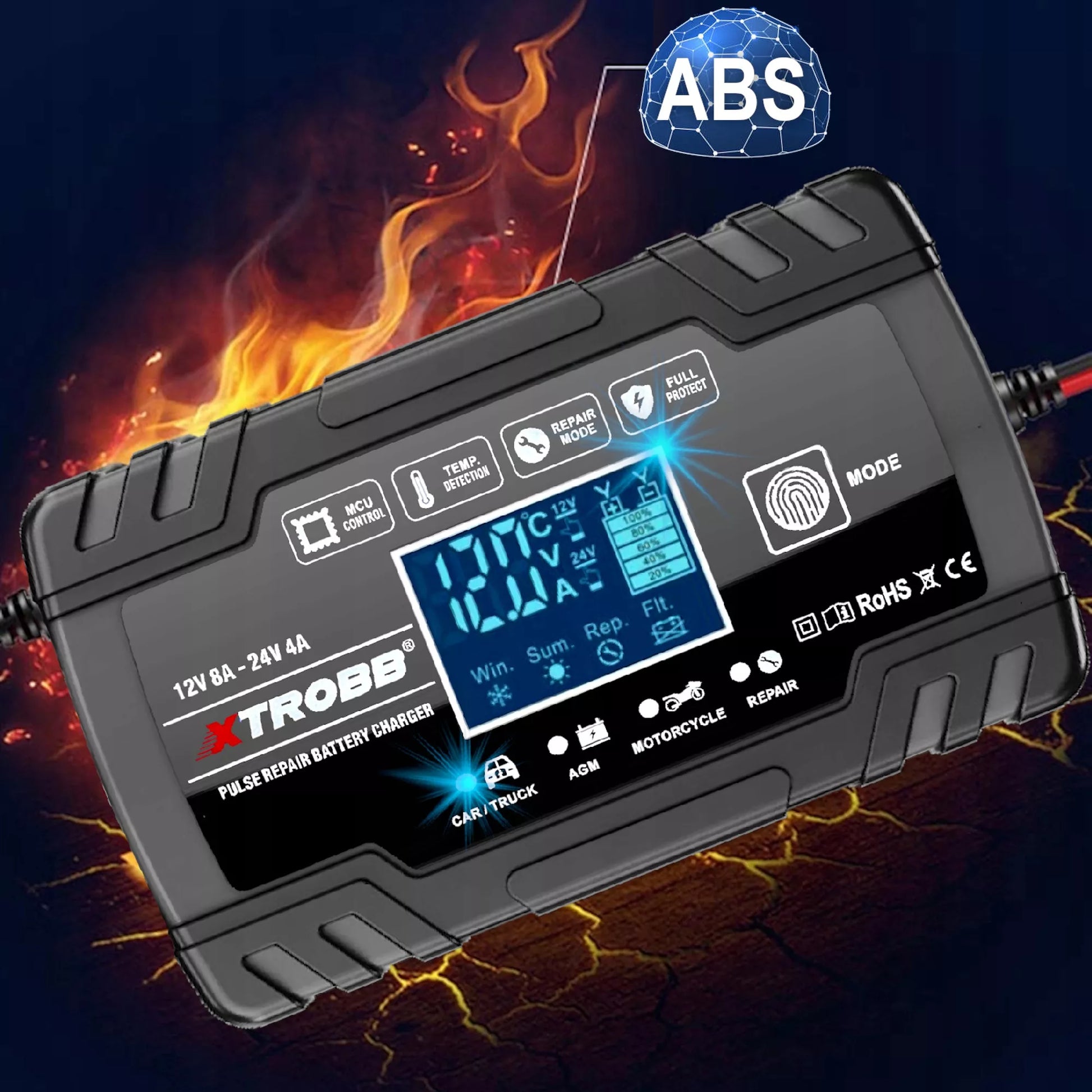 AUTOMATINIS AKUMULIATORIŲ KROVIKLIS SU JŲ TAIISYMO FUNKCIJA 12V 24V