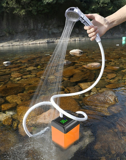 Nešiojamas kempingo dušas su elektrine 4800 mAh pompike