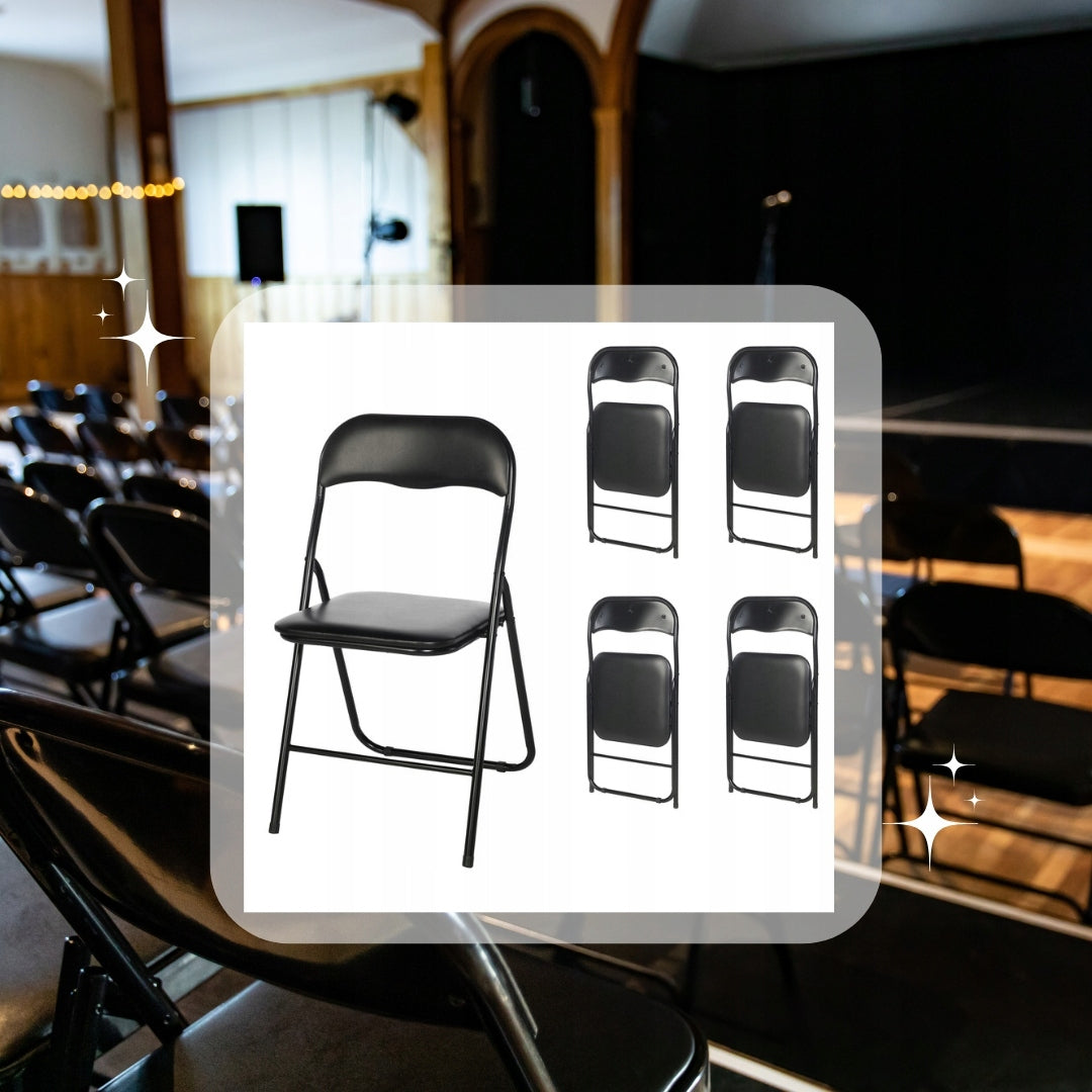 SUDĖJAMAS SULANKSTOMAS SODO, KETERINGO, BIURO KĖDĖ, JUODA, rinkinys x4