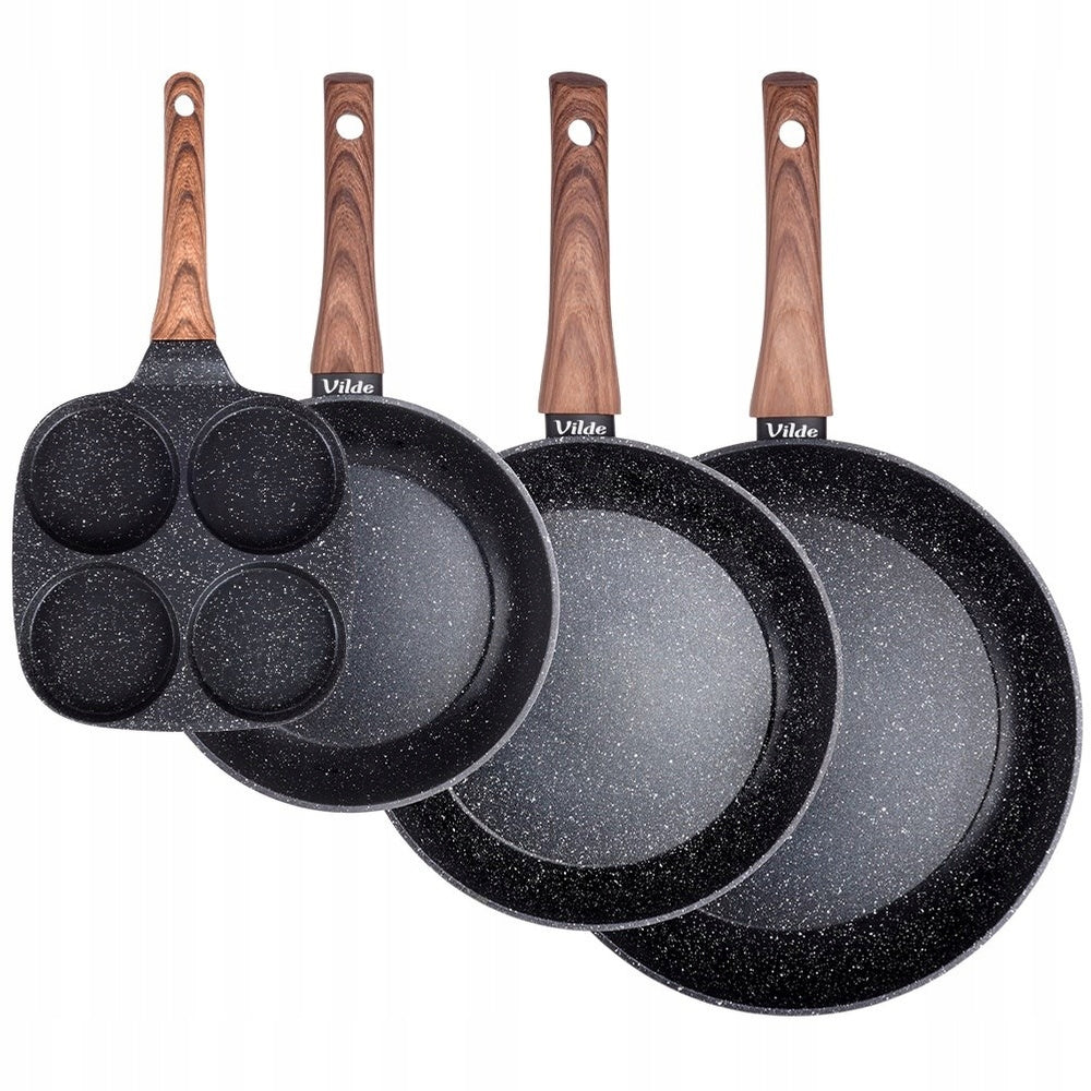 3x GRANITINĖ keptuvė keptuvės komplektas 20 24 28 cm + keptuvė kiaušiniams