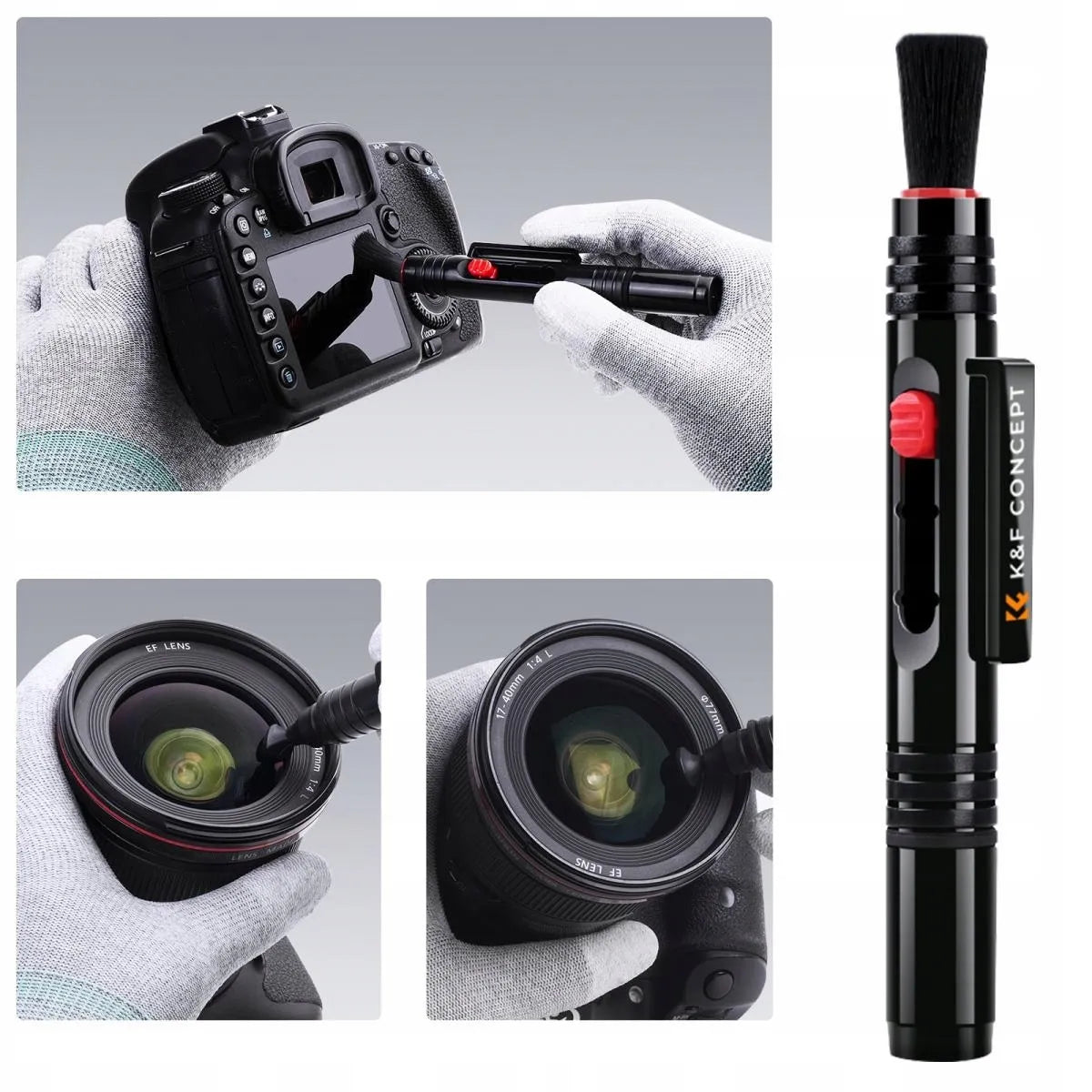 4-in-1 optikos, matricos ir fotoaparato objektyvų valymo rinkinys K&F