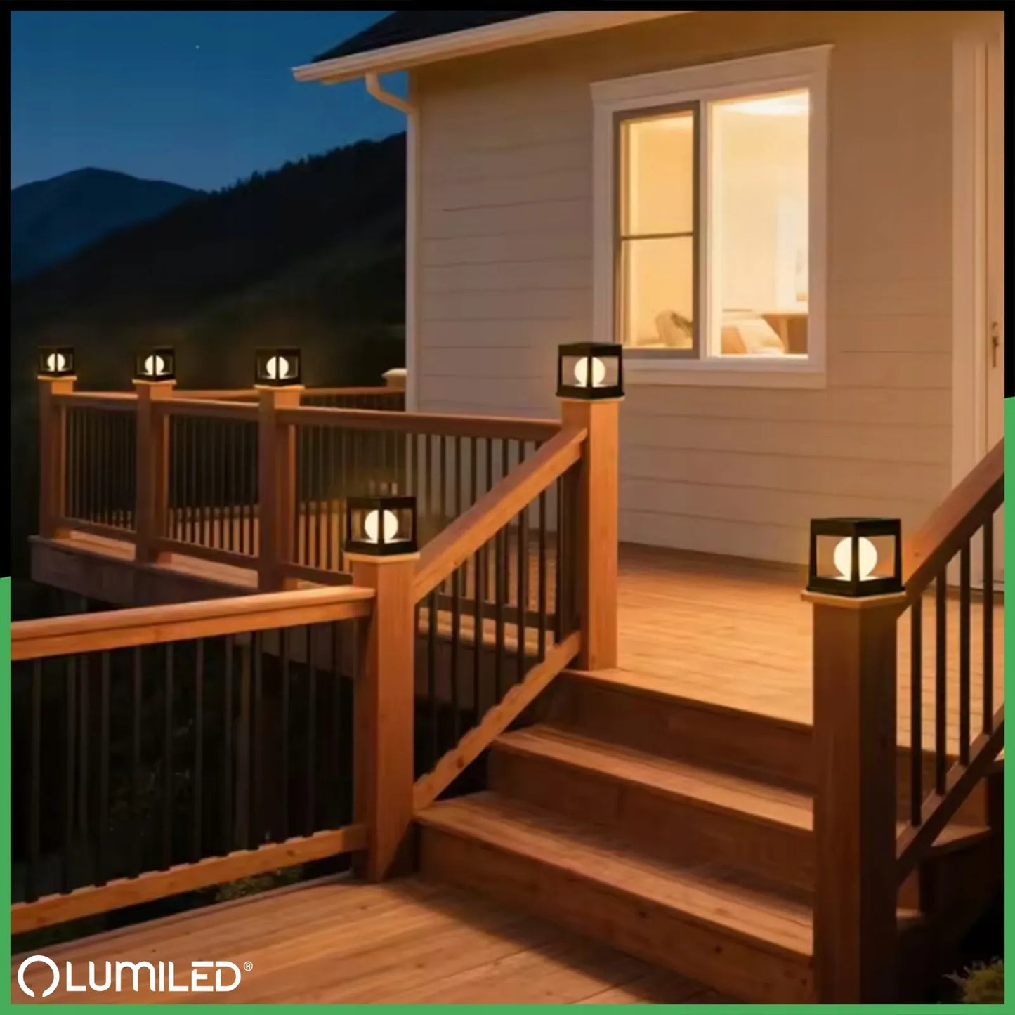 4 vnt. „Lumiled“ LED saulės energija veikiančios sodo tvoros stulpų šviestuvai