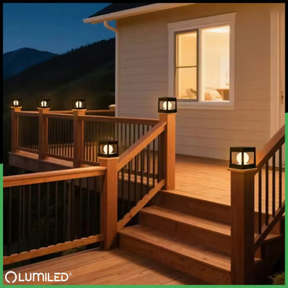 4 vnt. „Lumiled“ LED saulės energija veikiančios sodo tvoros stulpų šviestuvai