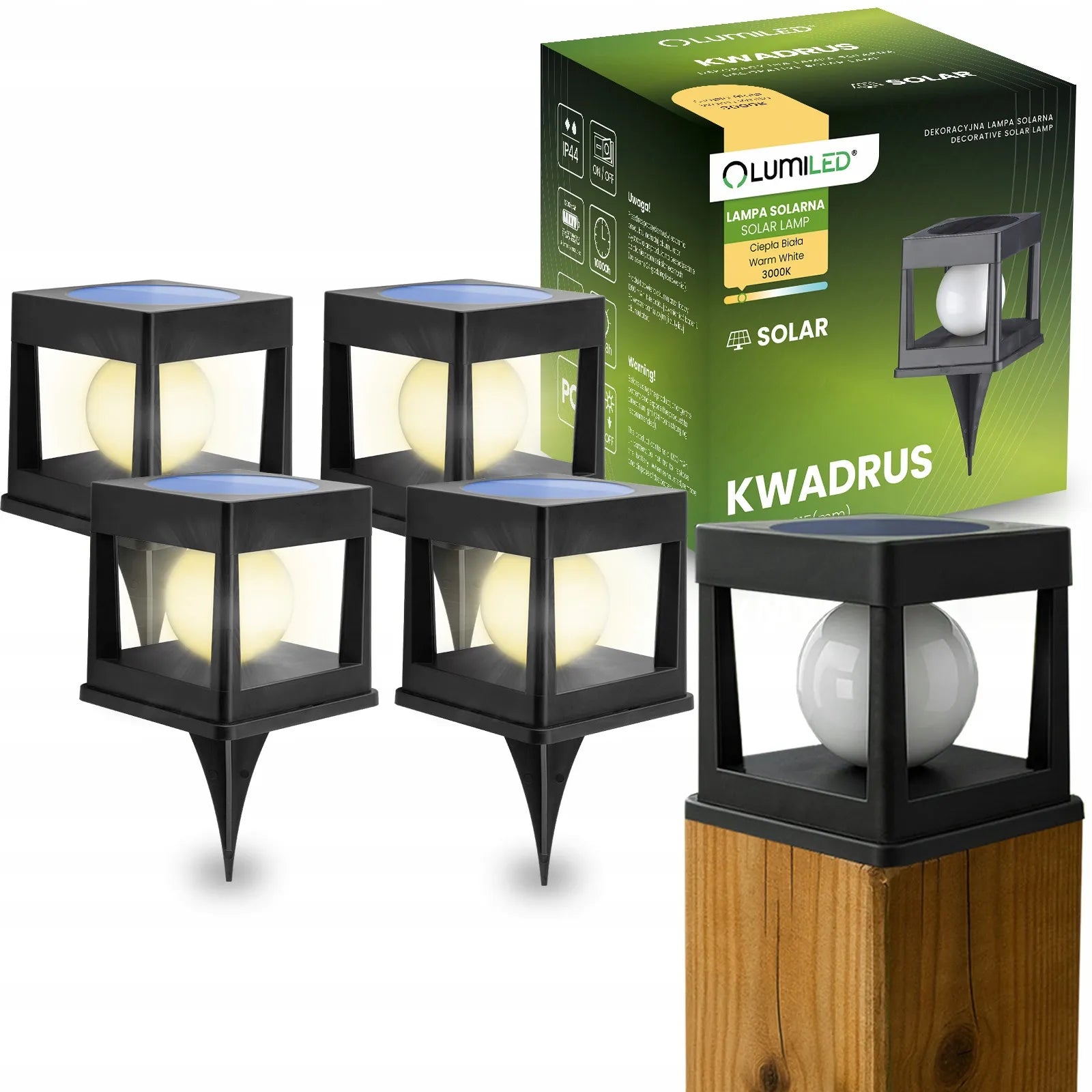 4 vnt. „Lumiled“ LED saulės energija veikiančios sodo tvoros stulpų šviestuvai
