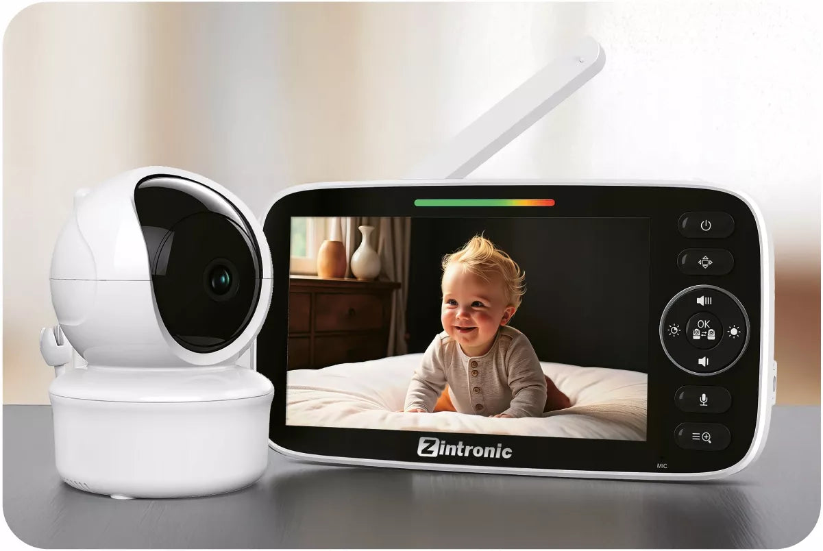 Elektroninė sukama kūdikio auklė "Baby Monitor" 5" kamera + ekranas tiesioginei peržiūrai