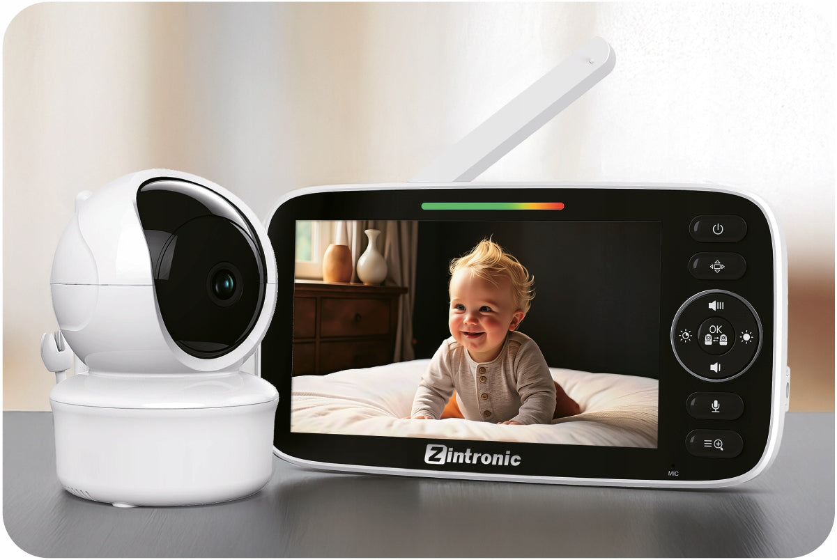 Elektroninė sukama kūdikio auklė "Baby Monitor" 5" kamera + ekranas tiesioginei peržiūrai