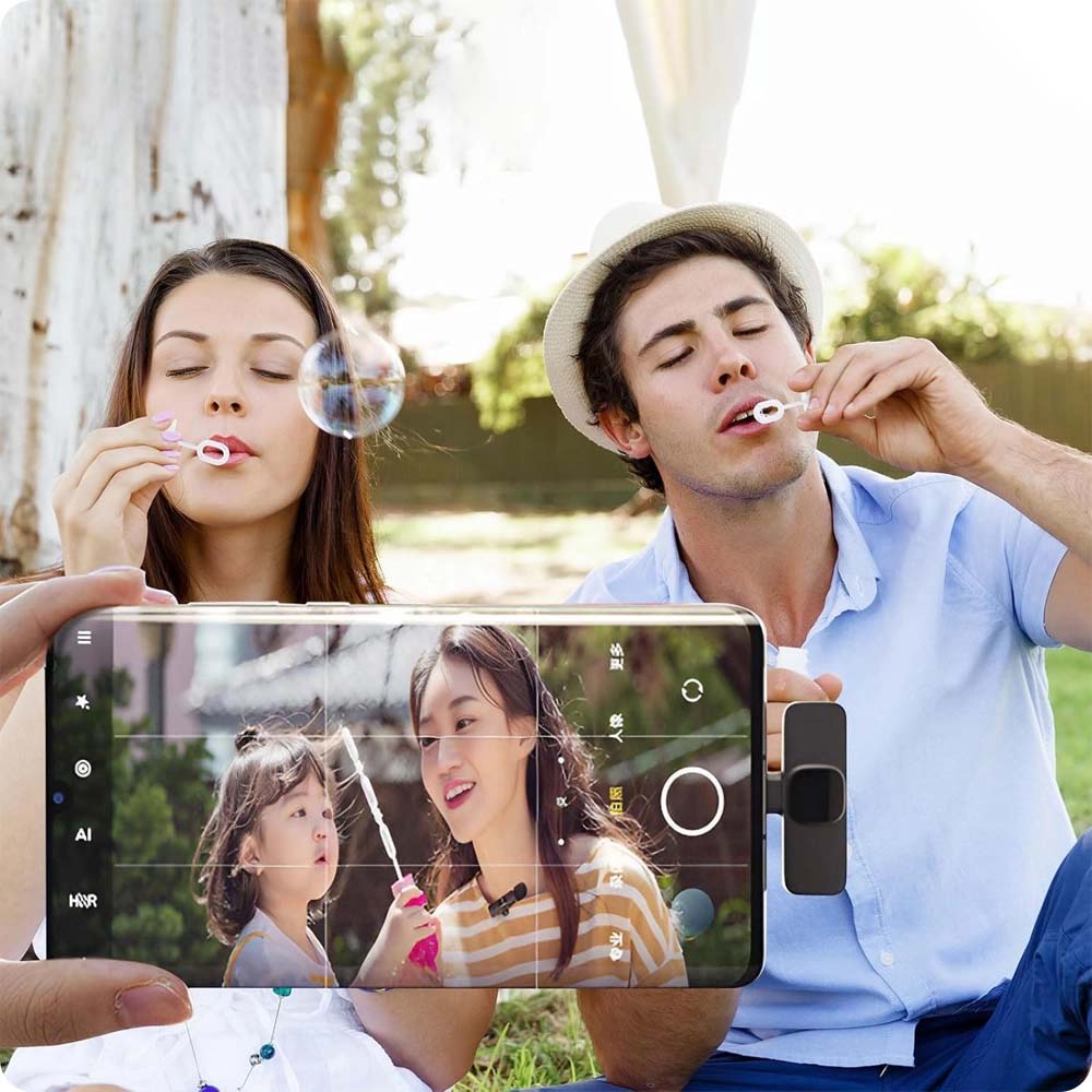 2x Bevielis segtuko tipo mikrofonas, skirtas Lightning USB-C iPhone 17 16 15 14