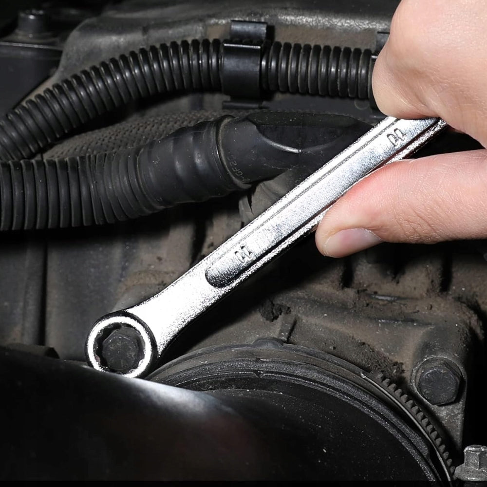 Žiediniai-atsukami veržliarakčiai 8-24, plokščių veržliarakčių komplektas 14 elementų, dėklas