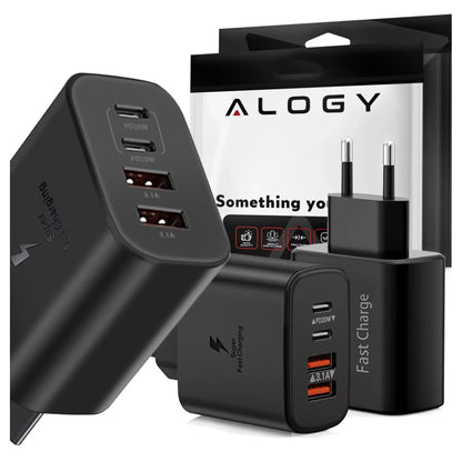 40W tinklo įkroviklis Alogy Super Fast Charger 2x USB + 2x USB-C universalus