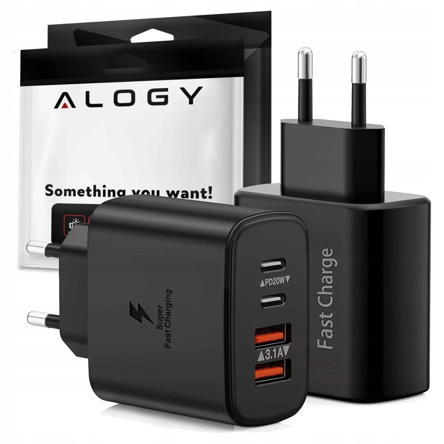 40W tinklo įkroviklis Alogy Super Fast Charger 2x USB + 2x USB-C universalus