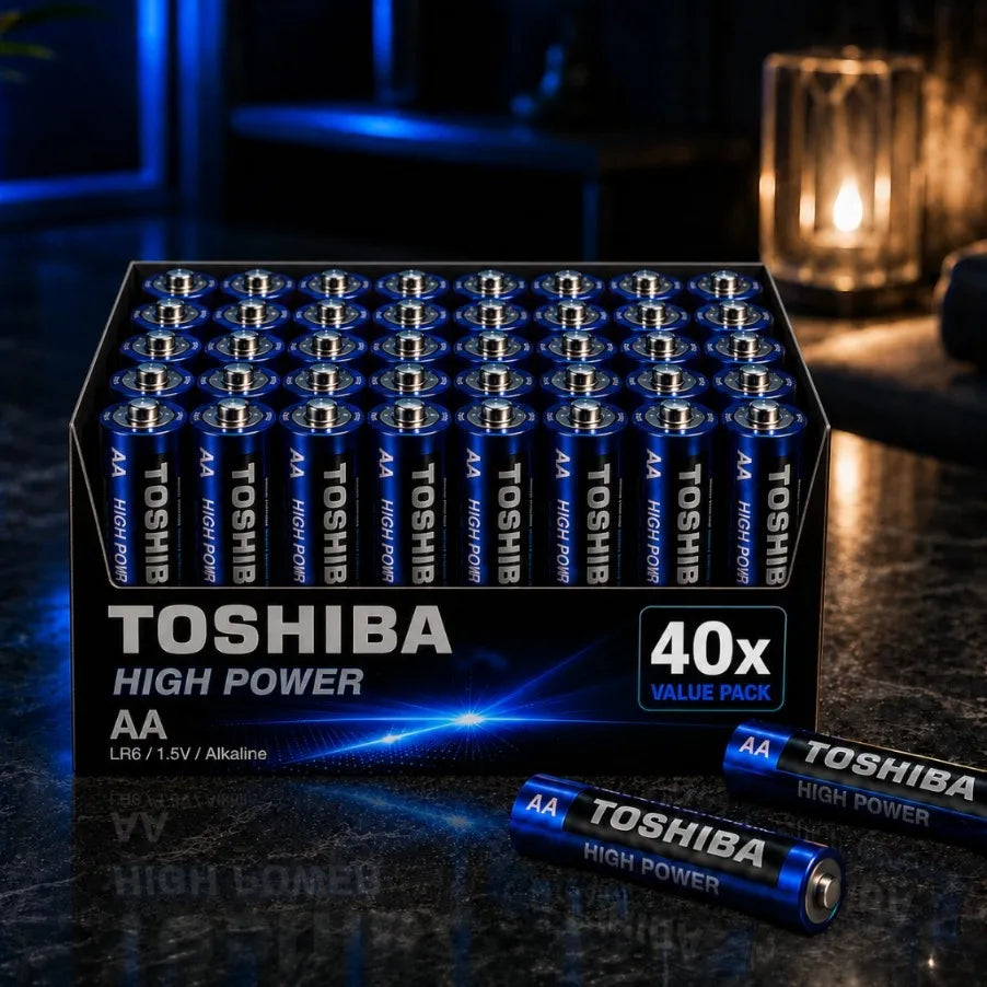 40x AA šarminių baterijų rinkinys Toshiba LR6 R6, +45% daugiau galios