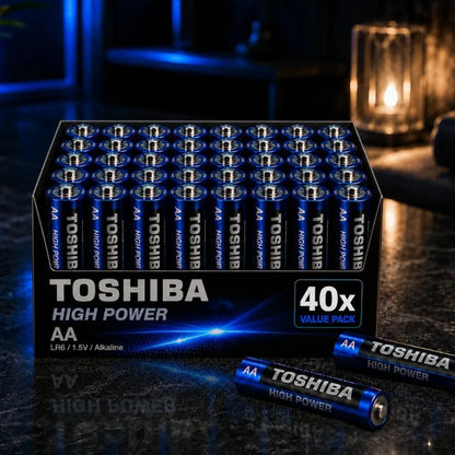 40x AA šarminių baterijų rinkinys Toshiba LR6 R6, +45% daugiau galios