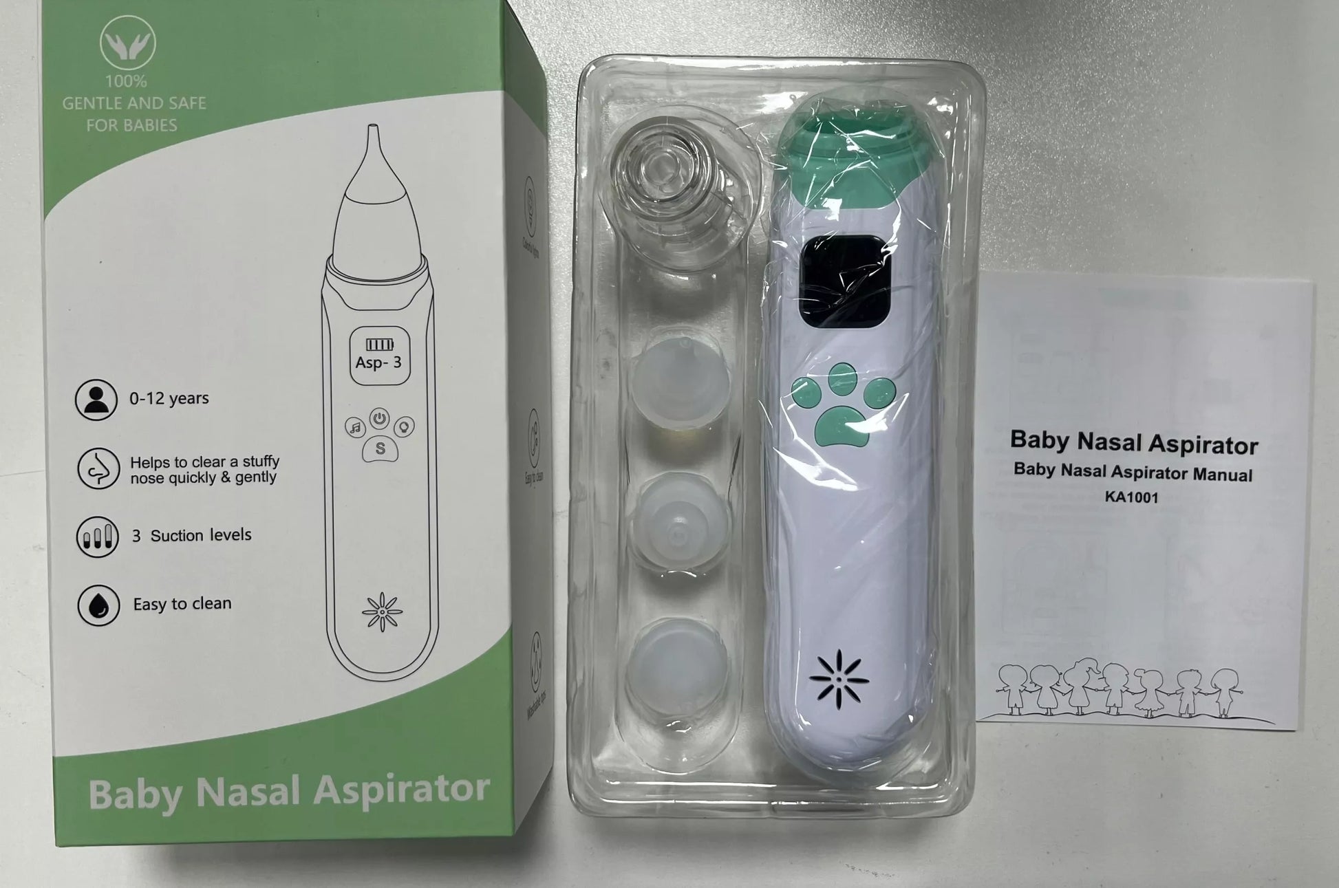 Elektroniczny aspirator do nosa dla DZIECI i DOROSŁYCH, cichy, mocny, zasilany przez USB