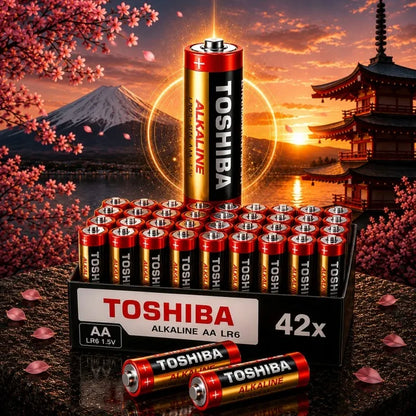 42 vnt. AA šarminių baterijų rinkinys 1,5V TOSHIBA LR6 R6