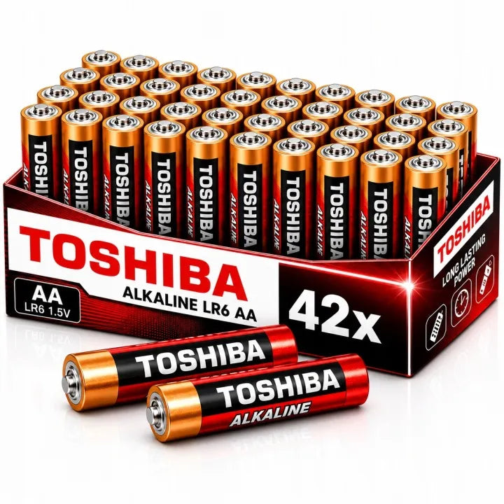 42 vnt. AA šarminių baterijų rinkinys 1,5V TOSHIBA LR6 R6