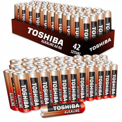 42 vnt. AA šarminių baterijų rinkinys 1,5V TOSHIBA LR6 R6