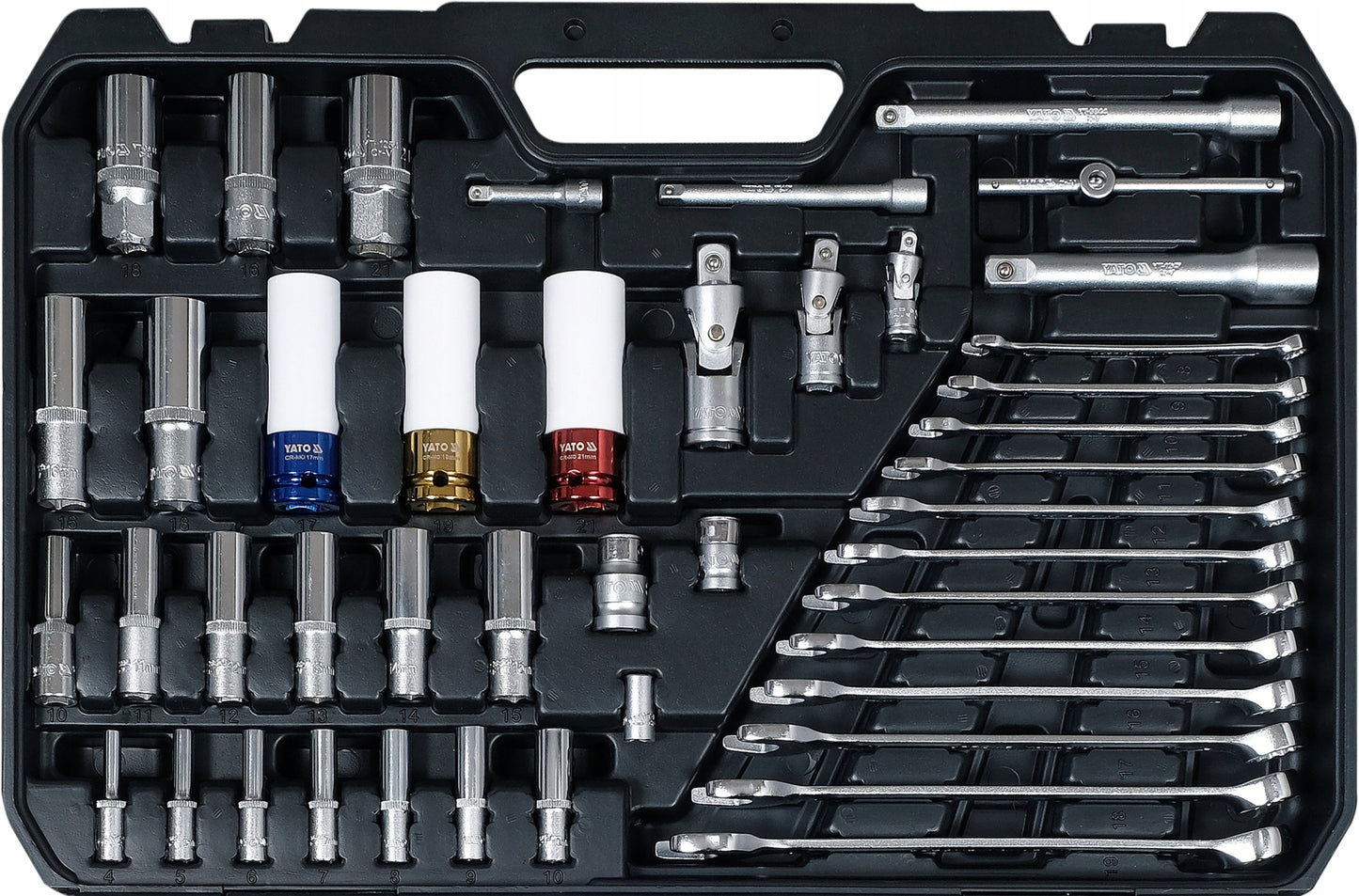 YATO KODĖLIŲ RINKINYS KNAIBLIŲ DĖŽUTĖ 1/4", 3/8