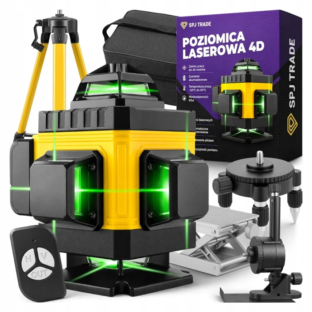 4D lazerinis nivelyras 16 linijų 360° kryžminis lazeris su stovu